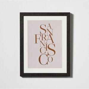 Threshold Studio McGee 11" x 14" San Francisco Framed Glass Mat Dark Wood Wall